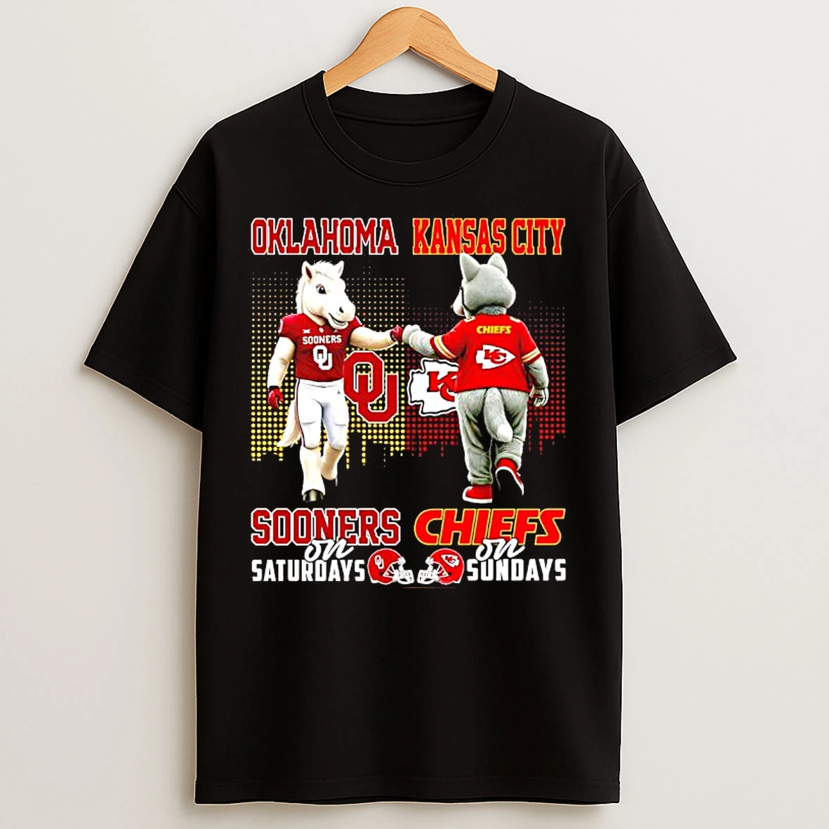 Classic The Oklahoma Sooners On Saturdays And Kansas City Chiefs On Sundays Mascots Logos T Shirts