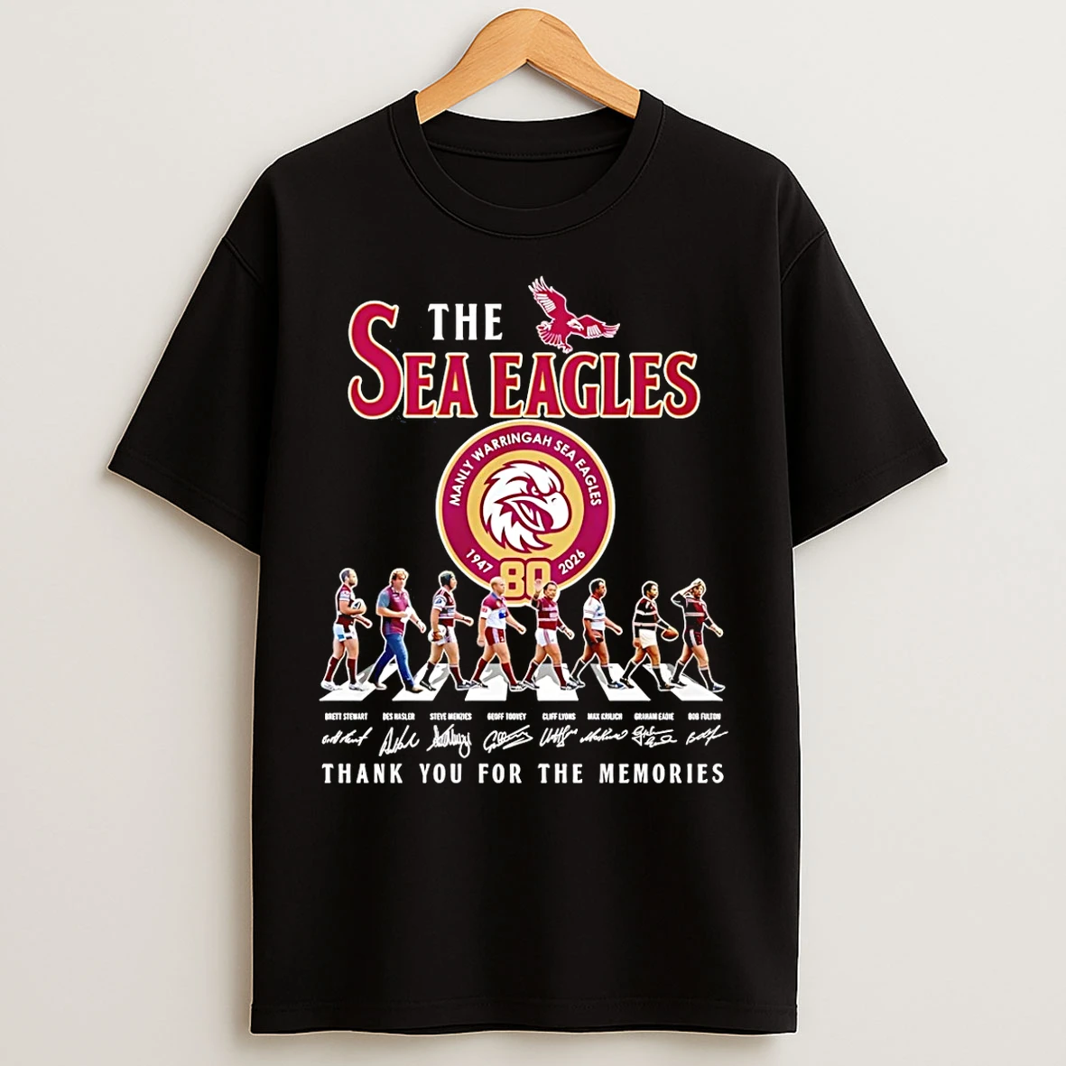 Classic The Sea Eagles 80 Anniversary 1947 2026 Thank You For The Memories Signatures T Shirts