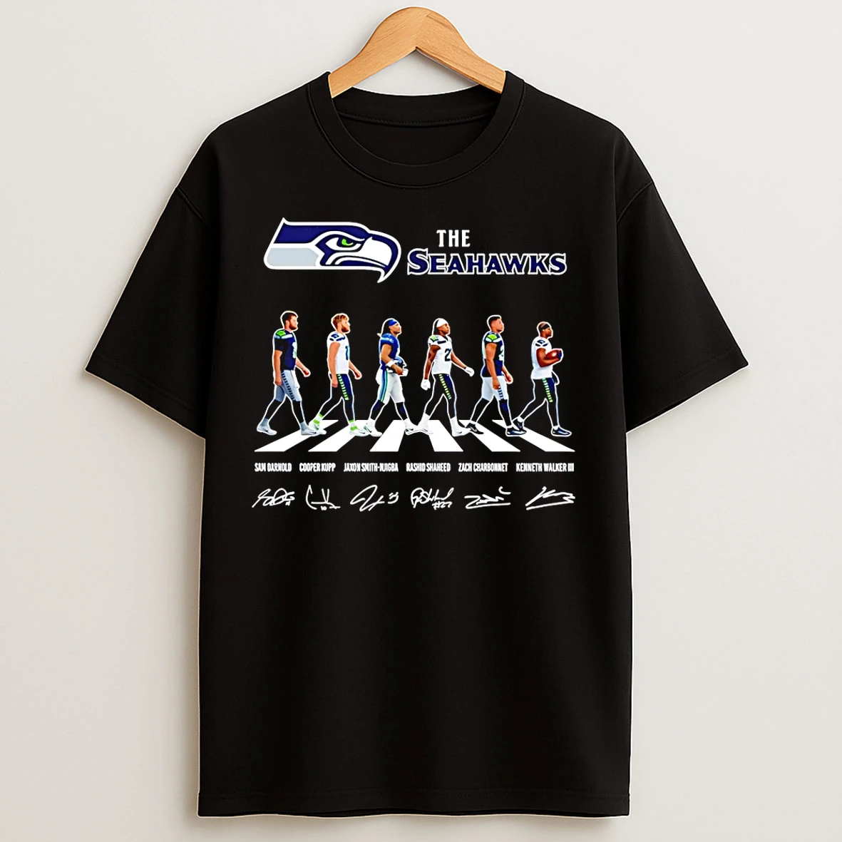 Classic The Seattle Seahawks Cross The Street Signatures 2026 T Shirts