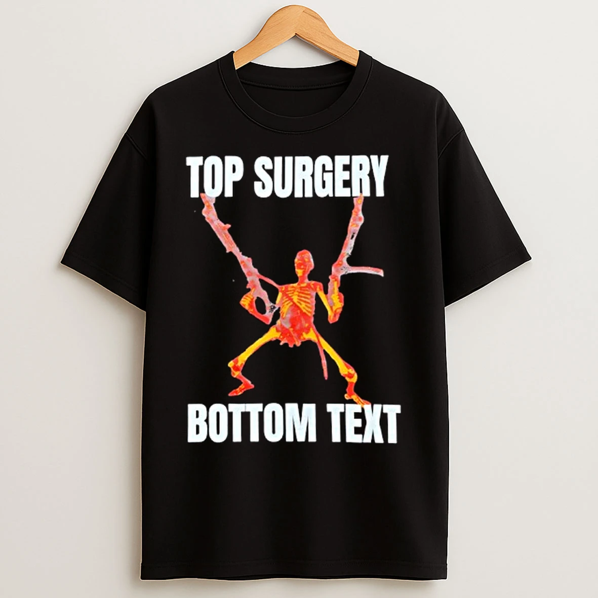 Classic Top Surgery Bottom Text Skeleton T Shirts