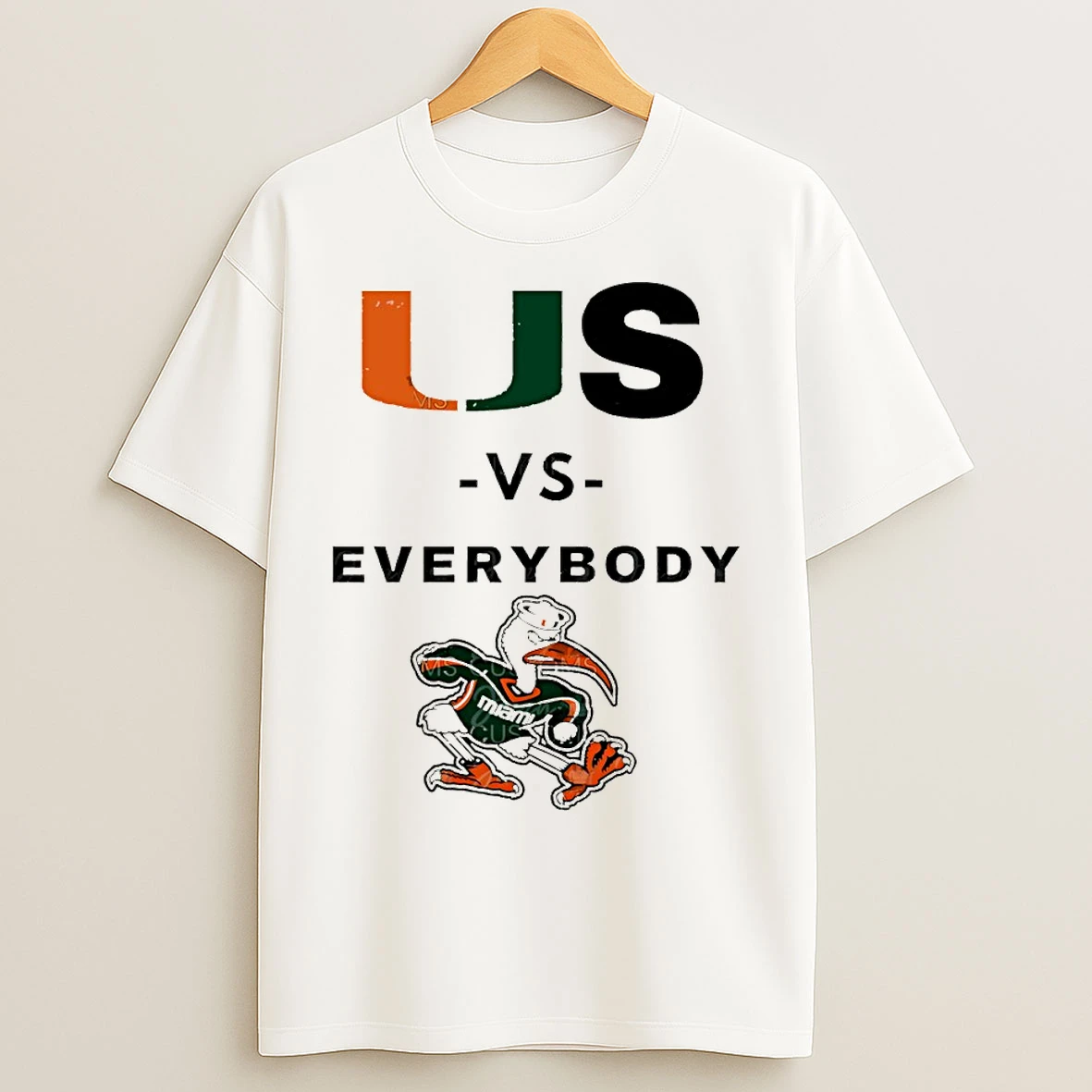 Classic Us Vs Everybody Miami Hurricanes University Of Miami Football Mascot T Shirts