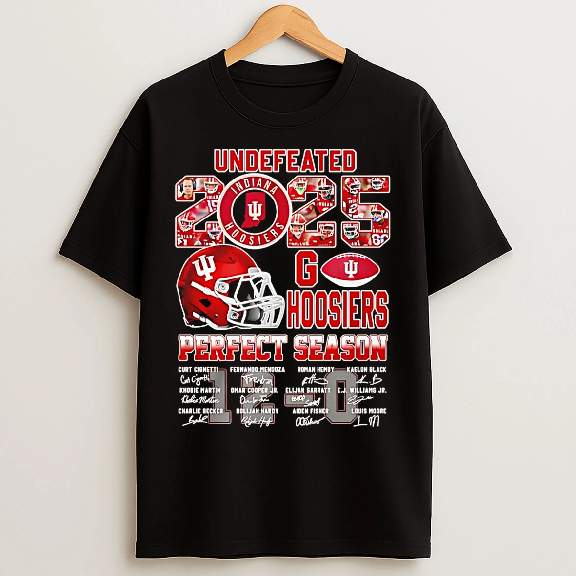Classic Undefeated Indiana Hoosiers Perfect Season 2035 Signatures T Shirts