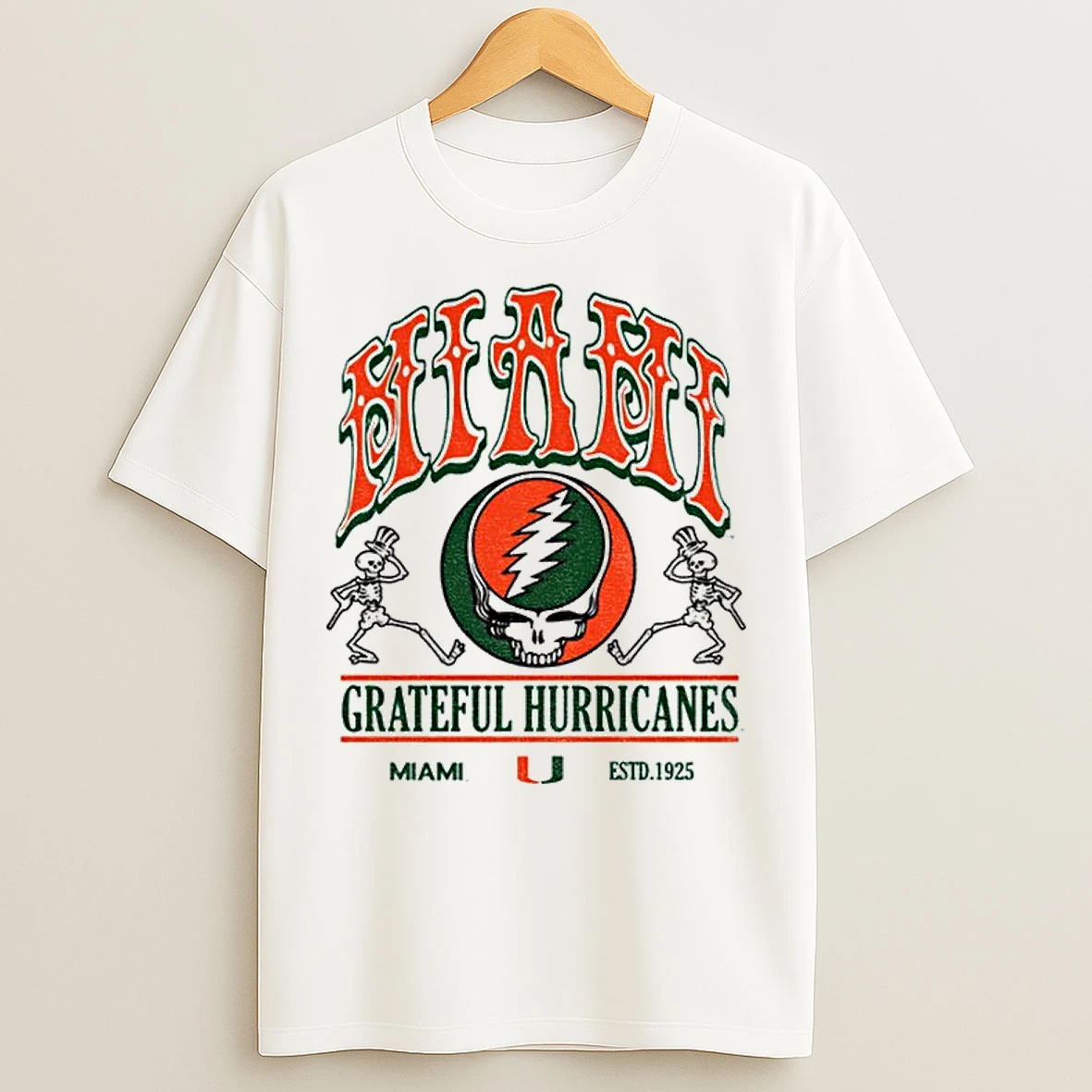 Classic University Of Miami X Grateful Hurricanes T Shirts