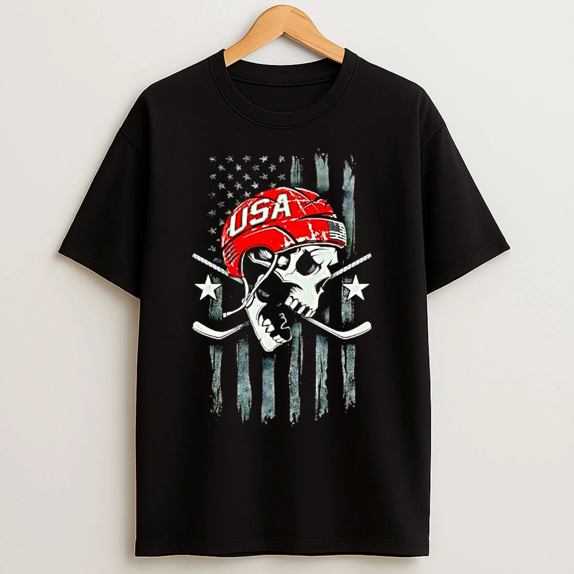 Classic Usahockey Skull Graphic T Shirts