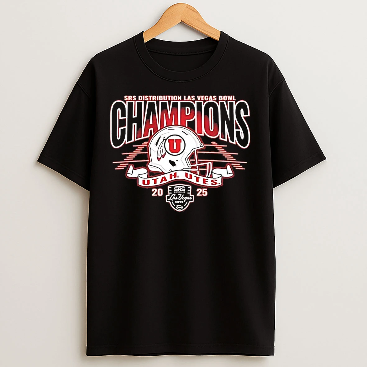 Classic Utah Utes 2025 Las Vegas Bowl Champions Helmet Runway T Shirts