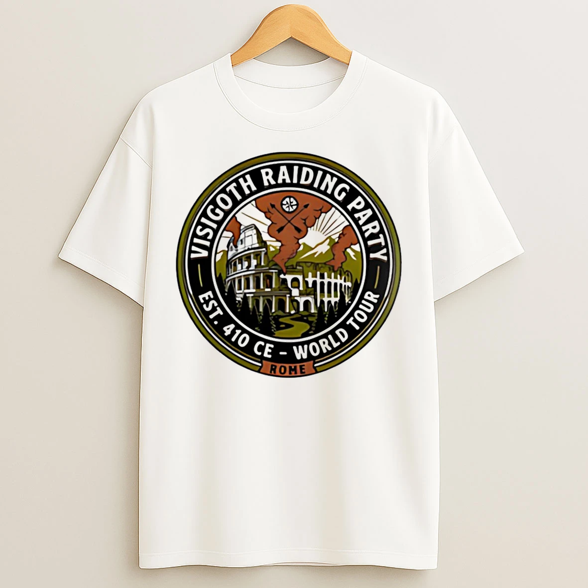 Classic Visigoth Raiding Party Sack Of Rome Est 410 Ce World Tour Colosseum Logo T Shirts