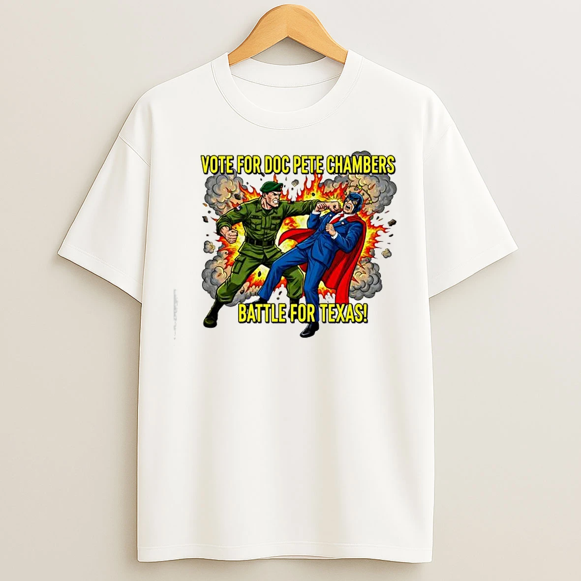 Classic Vote For Doc Pete Chambers Green Beret Battle For Texas Graphic T Shirts