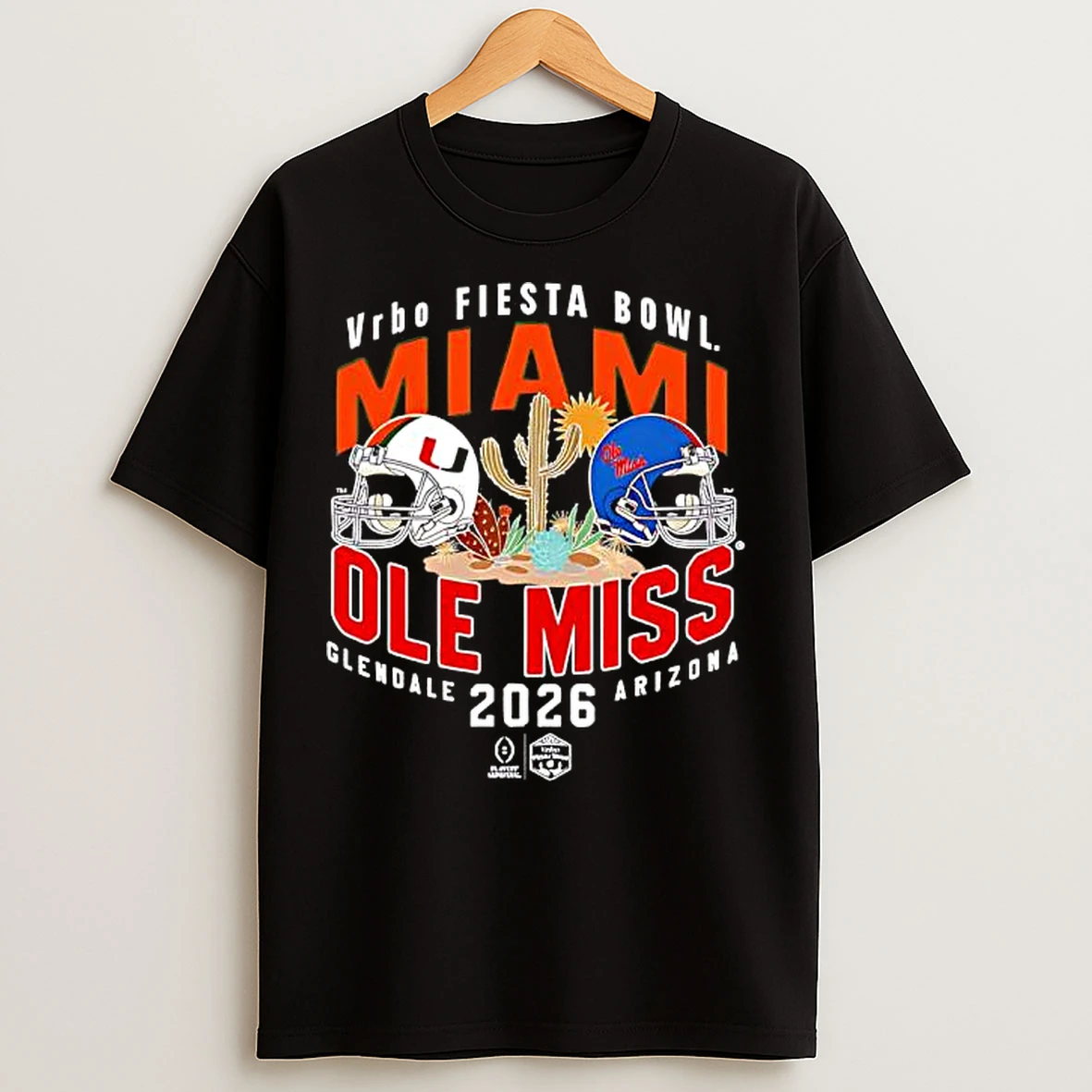 Classic Vrbo Fiesta Bowl Miami Vs Ole Miss 2026 Glendale Arizona T Shirts