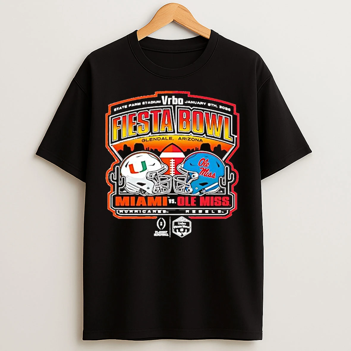 Classic Vrbo State Farm Stadium Fiesta Bowl Miami Vs Ole Miss 2026 Glendale Arizona T Shirts