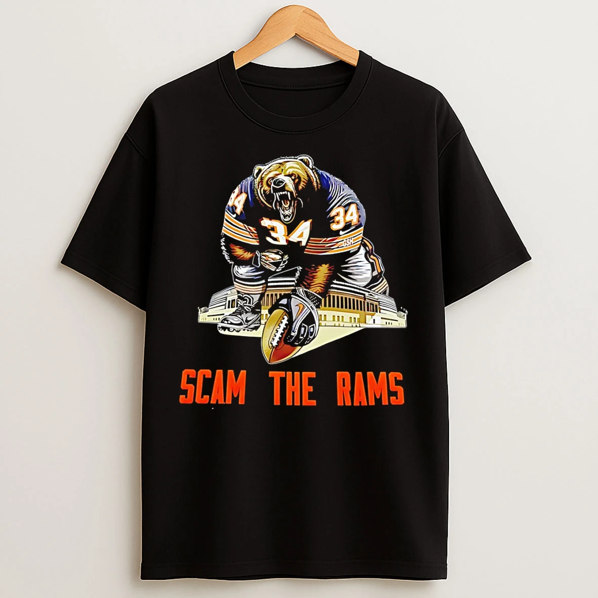 Classic Walter Payton Chicago Bears Football Mascot Scam The Rams T Shirts