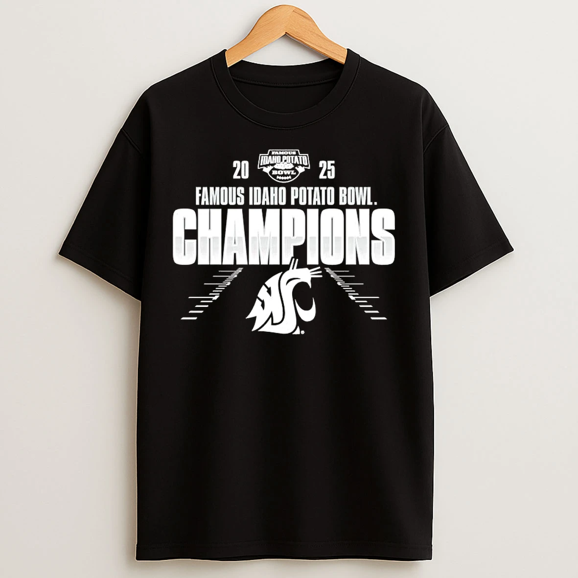 Classic Washington State Cougars 2025 Famous Idaho Potato Bowl Champions Runway T Shirts
