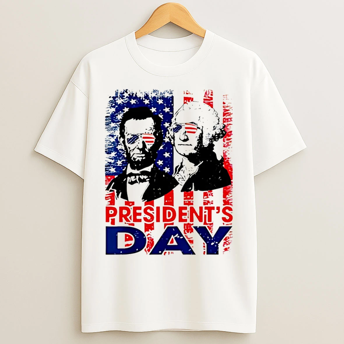 Classic Washington And Lincoln Usa Flag Presidents Day Retro Tribute T Shirts