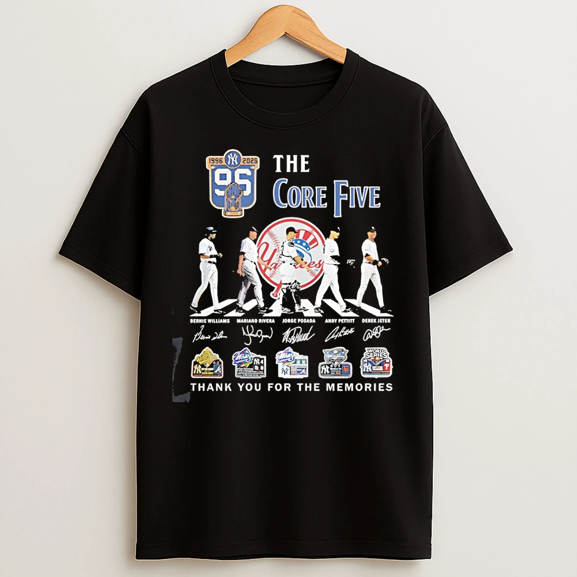 Classic Williams Rivera Posada Pettitte Jeter The Core Five New York Yankees Baseball Abbey Road Signature T Shirts