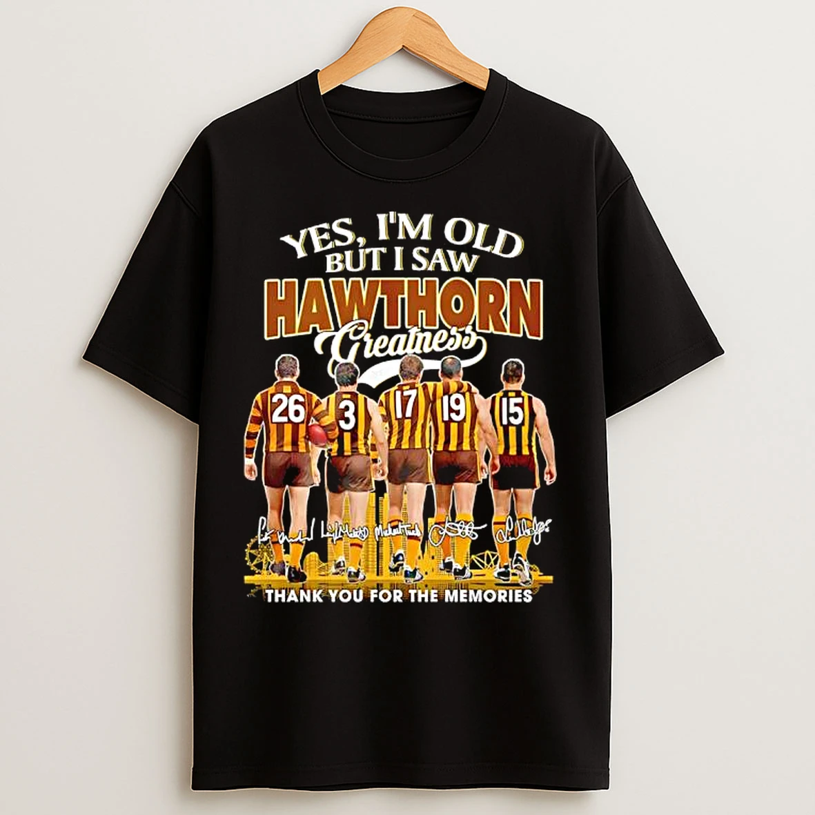 Classic Yes Im Old But I Saw Hawthorn Hawks Greatness Thank You For The Memories Several Players T Shirts