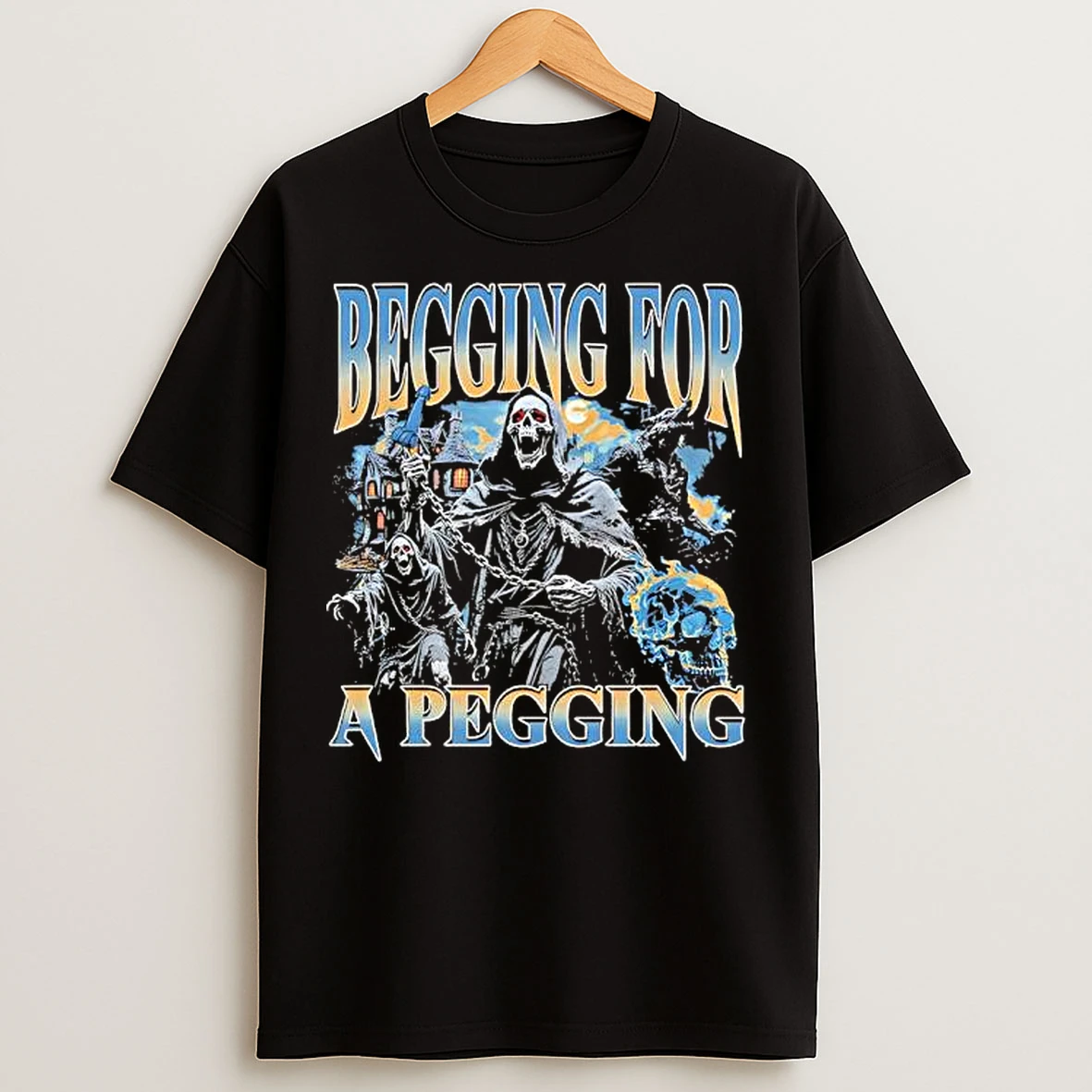Classic Egging For A Pegging Skeleton Graphic T Shirts