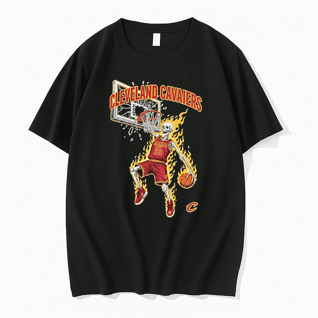 Cleveland Cavaliers Mens Basketball Skeleton Player Fire Shirts