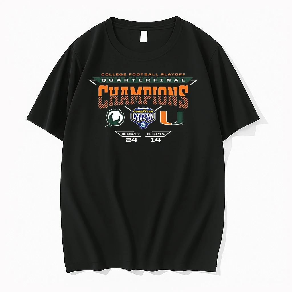College Football Playoff Quarterfinal Champions Goodyear Cotton Bowl Classic Miami Hurricanes Score 24 14 2026 Shirts
