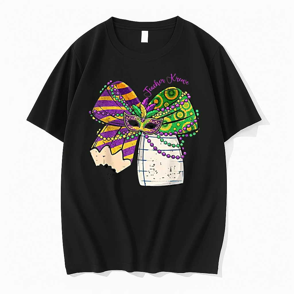 Coquette Bow Pencil Mask Beads Mardi Gras Teacher Krewe Cute Shirts
