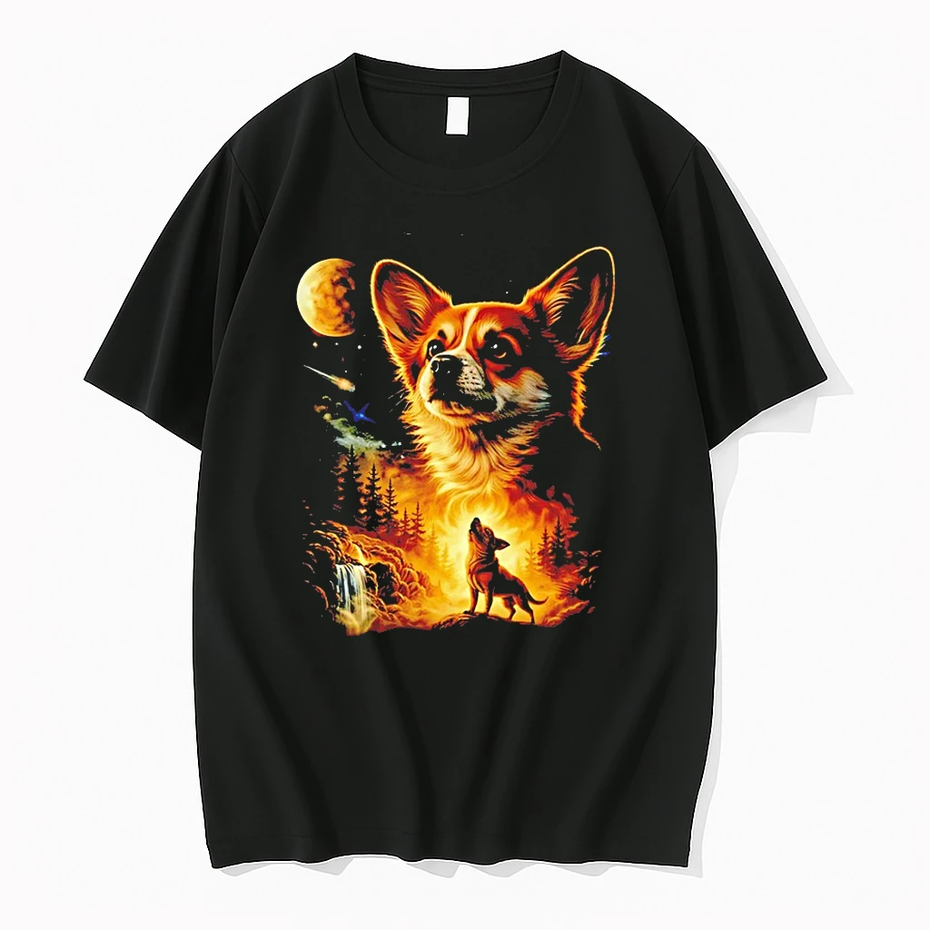Corgi Howling To The Moon Vintage Shirts
