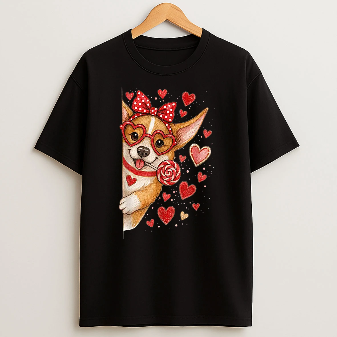 Cute Corgi Valentine Kawaii Pink Hearts Puppy Dog Shirts