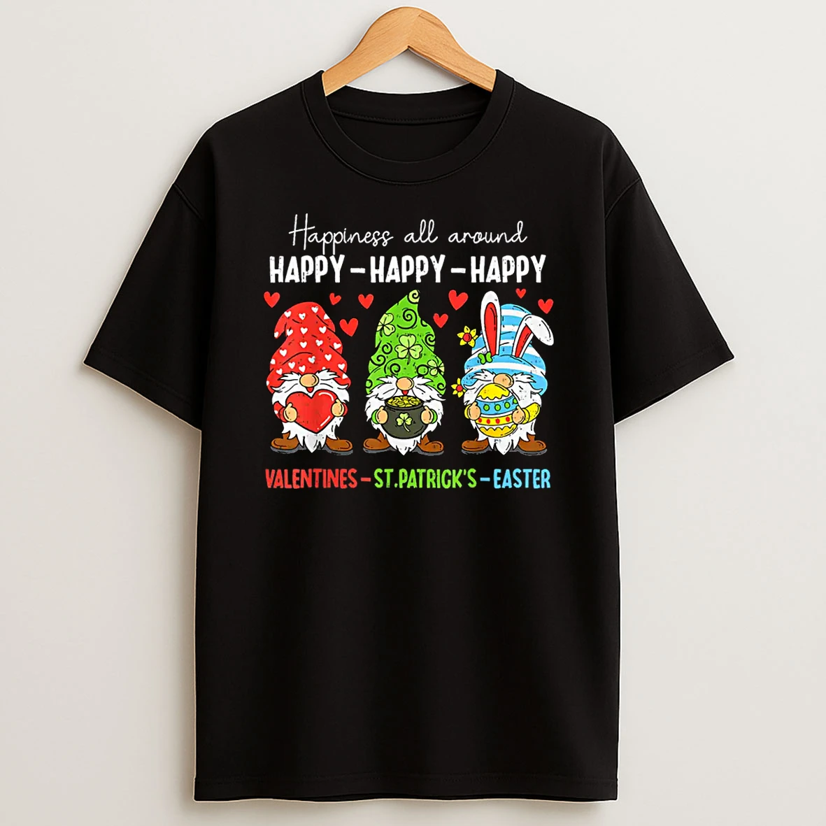 Cute Gnome Happy Valentines St Patricks Easter Holiday Shirts