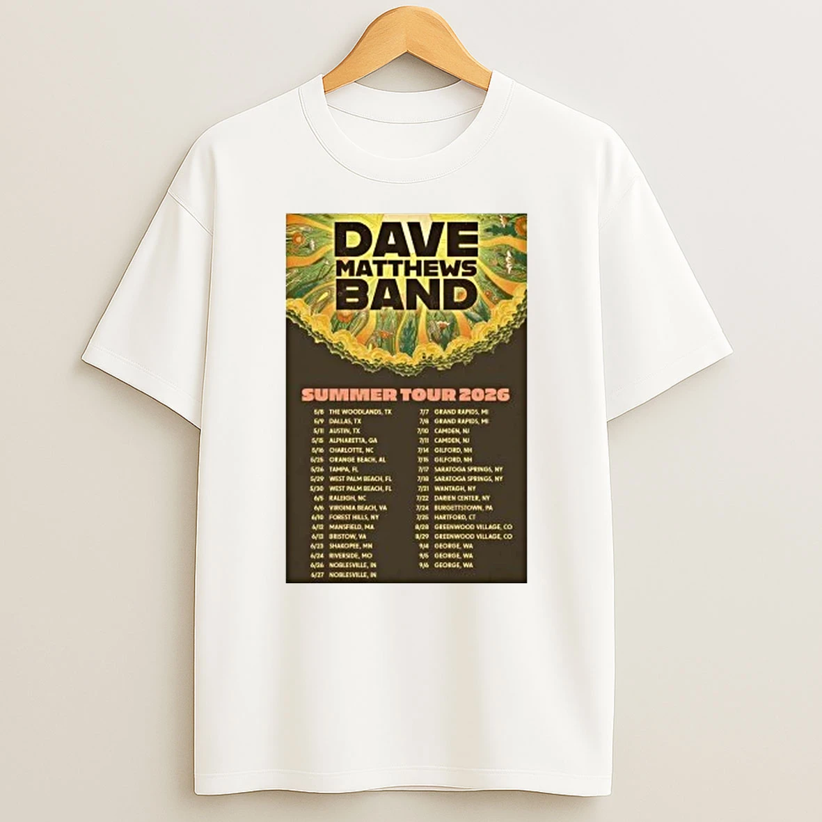 Dave Matthews Band Summer Tour 2026 Shirts