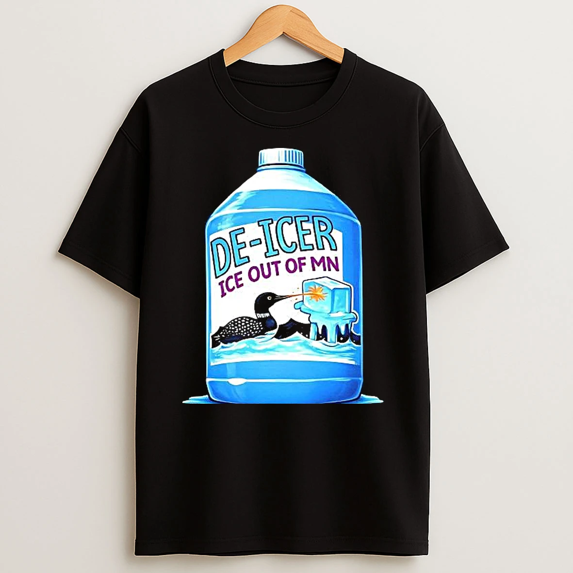 De Icer Ice Out Of Mn Loon Minnesota Anti Ice Protest Loon Graphic Woman Shirts