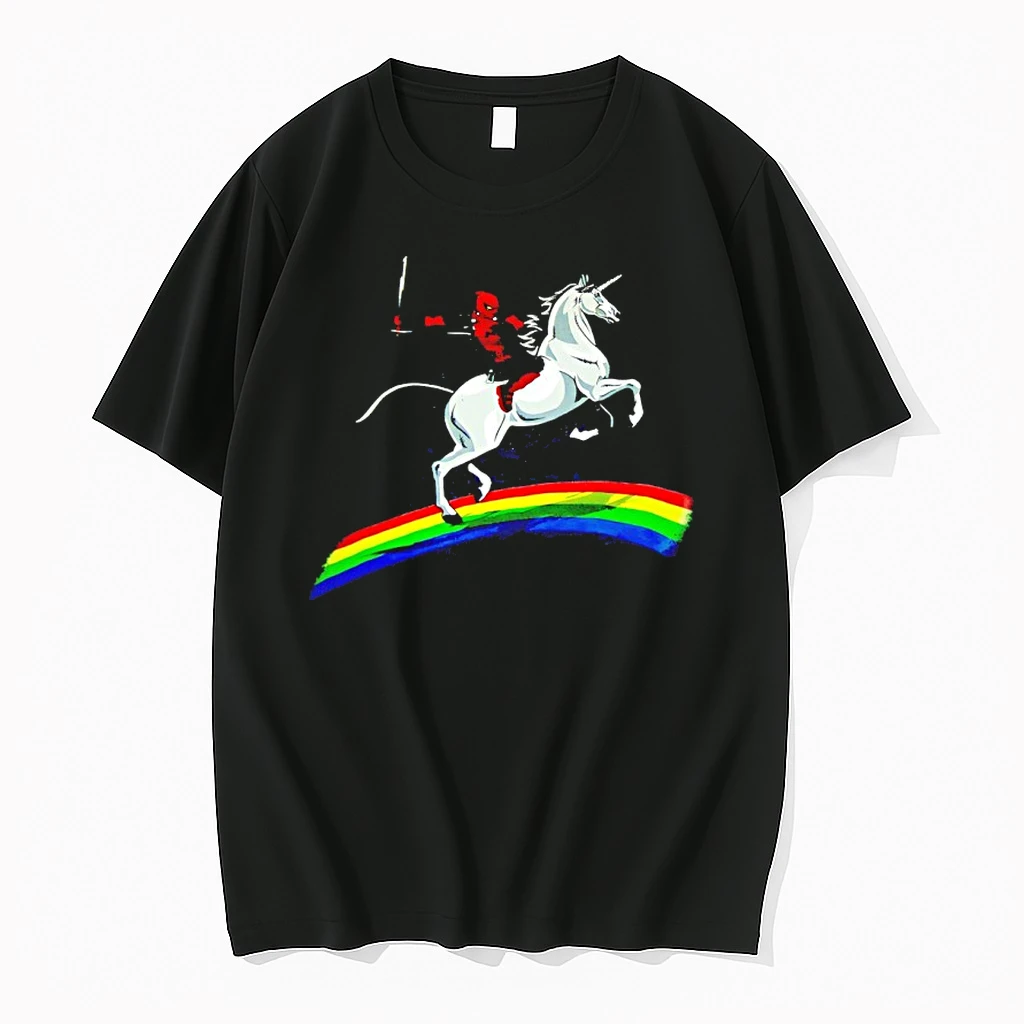 Deadpool Riding Unicorn Marvel Comics Rainbow Shirts