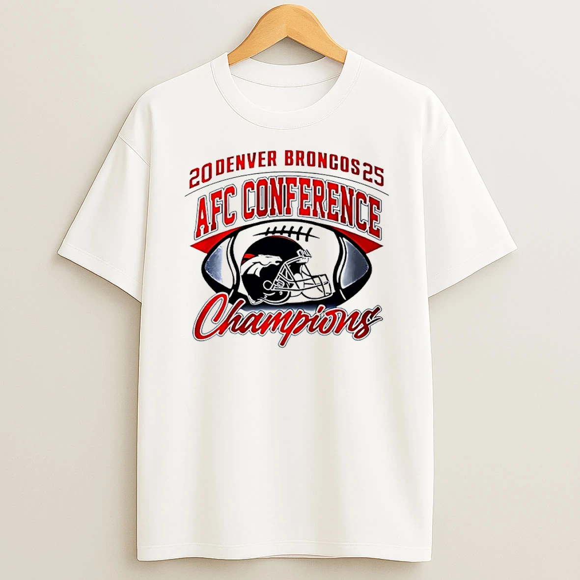 Denver Broncos Afc Champions 2025 Helmet X Ball Shirts