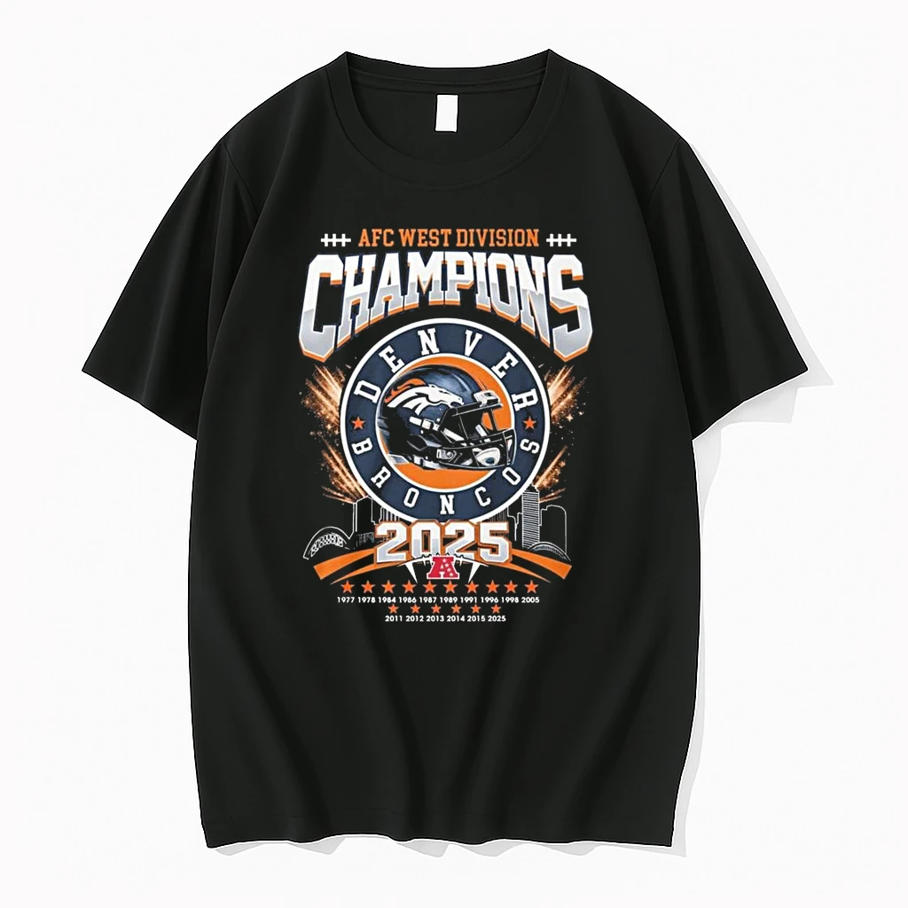 Denver Broncos Afc West Division Champions 2025 1977 2025 Helmet Logo Shirts