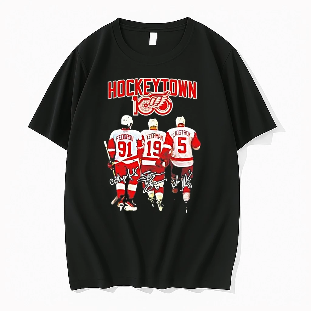 Detroit Red Wings Players Fedorov Yzerman Lidstrom Hockeytown Signatures Shirts
