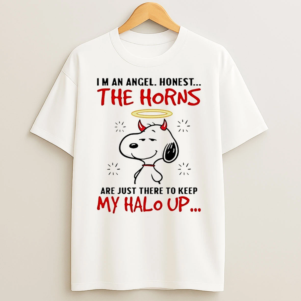 Devil Snoopy Im An Angel Honest The Horns Are Just There To Keep My Halo Up Shirts