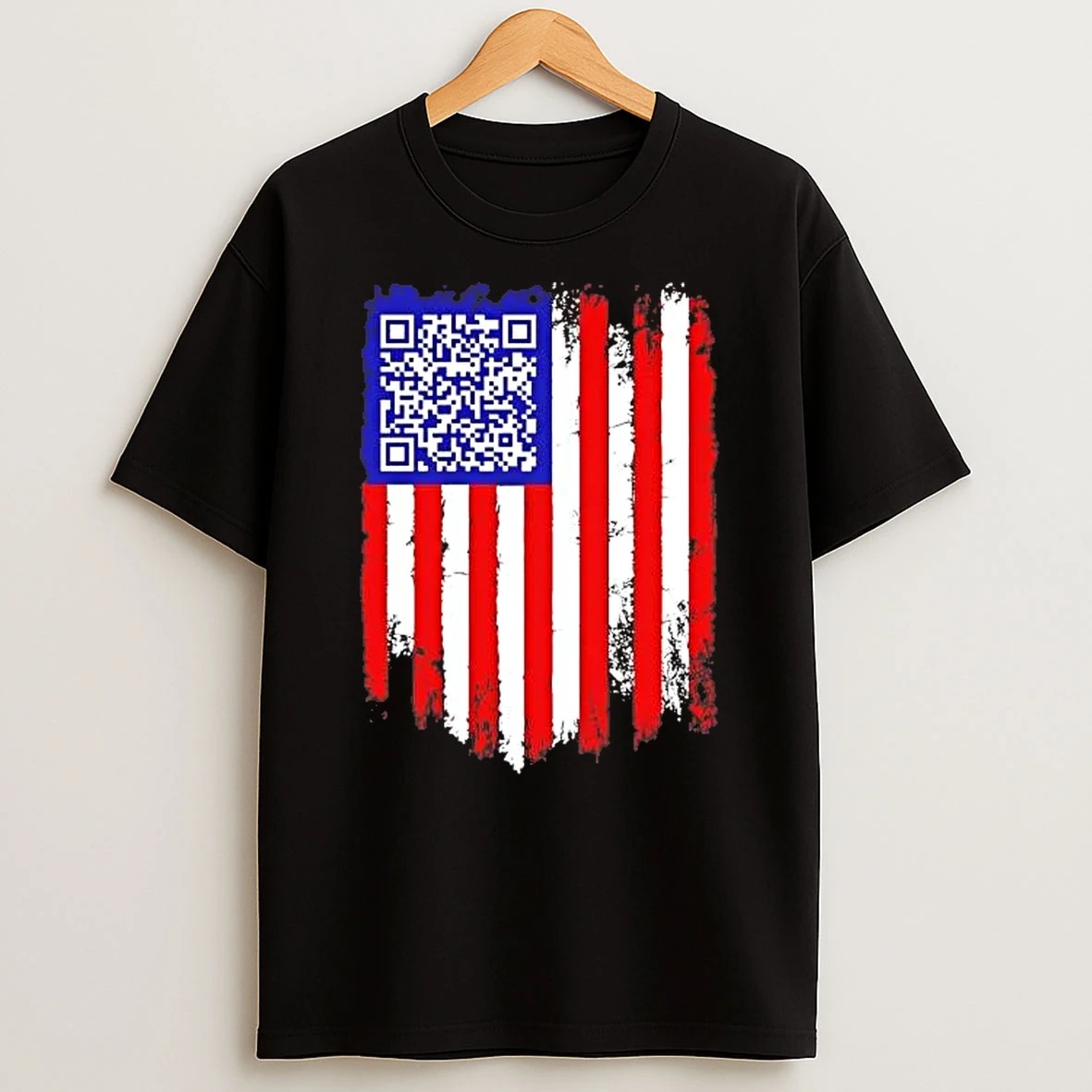 Distressed American Flag Qr Code Shirts