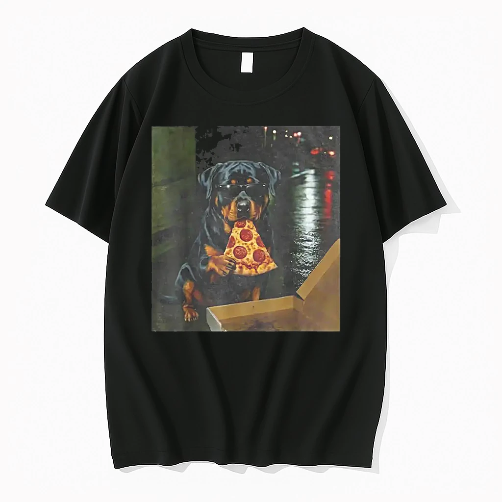Dog Eating Pizza Funny Rottweiler Meme Shirts