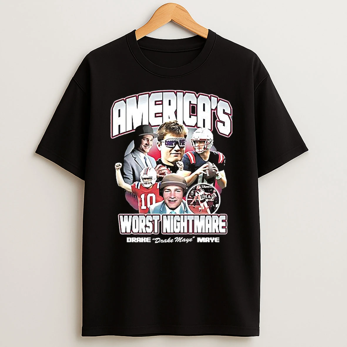 Drake Maye New England Patriots Nfl Americas Worst Nightmare Graphic Woman Shirts