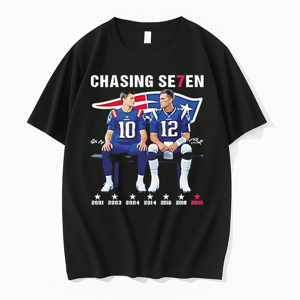 Drake Maye Tom Brady Chasing Se7en Patriots Shirts