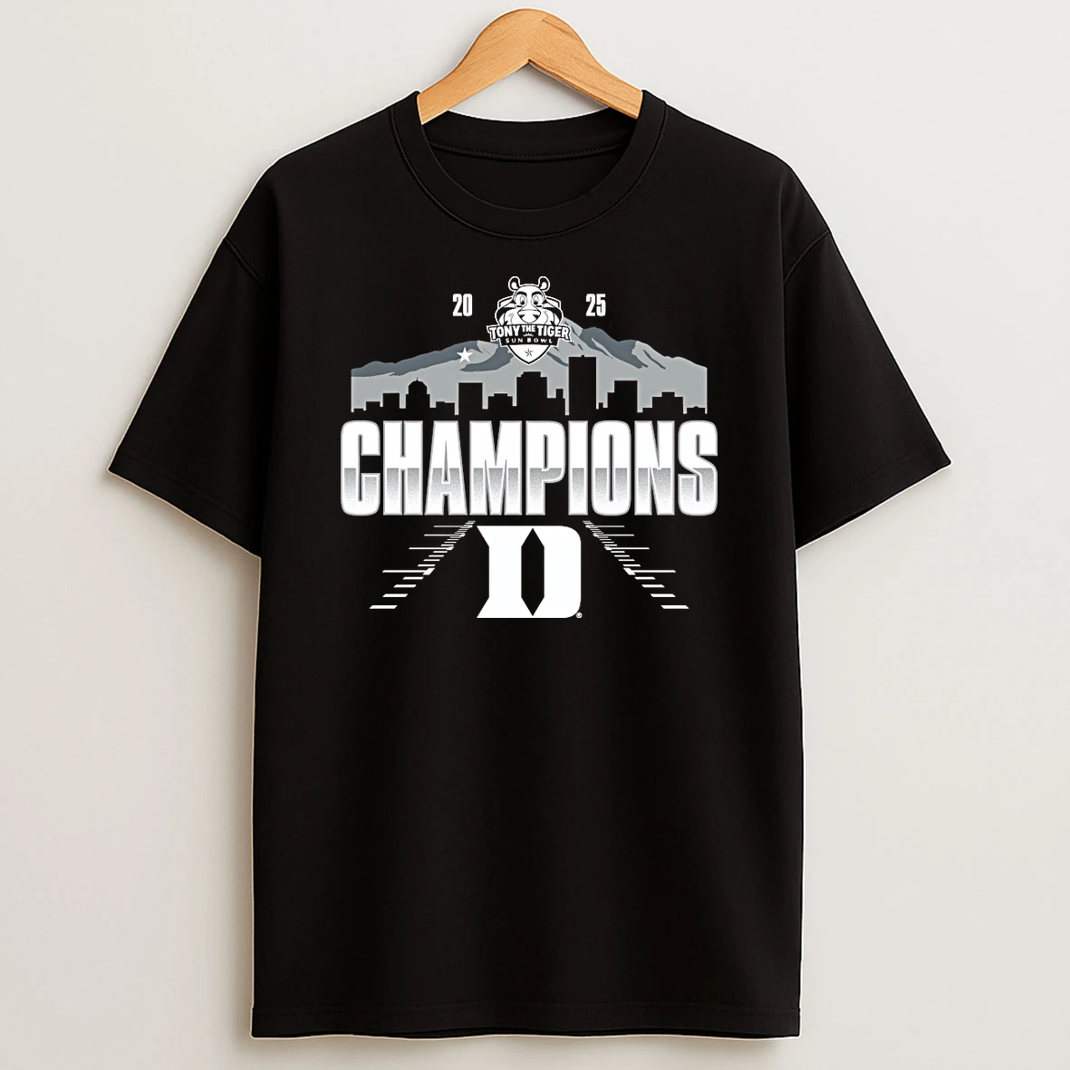 Duke Blue Devils 2025 Tony The Tiger Sun Bowl Champions In El Paso Shirts