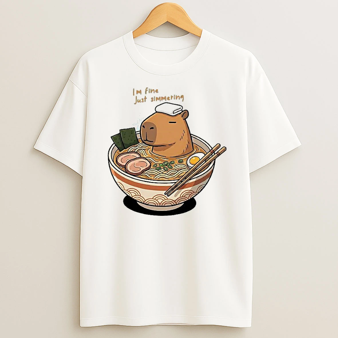 Emotionally Cooked Capybara Ramen Im Fine Just Simmering Woman Shirts