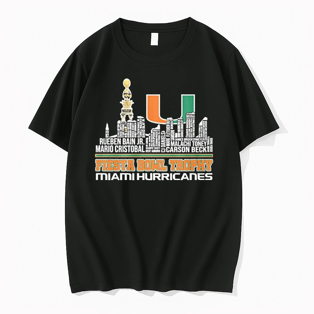Fiesta Bowl Trophy Miami Hurricanes Typo Team Shirts