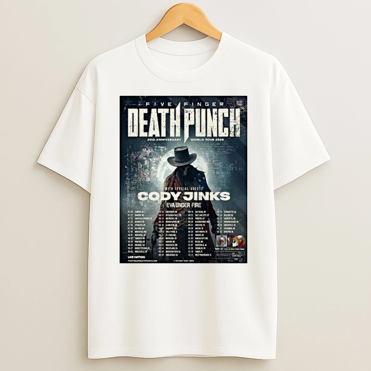 Five Finger Death Punch 20th Anniversary World Tour 2026 North America Shirts