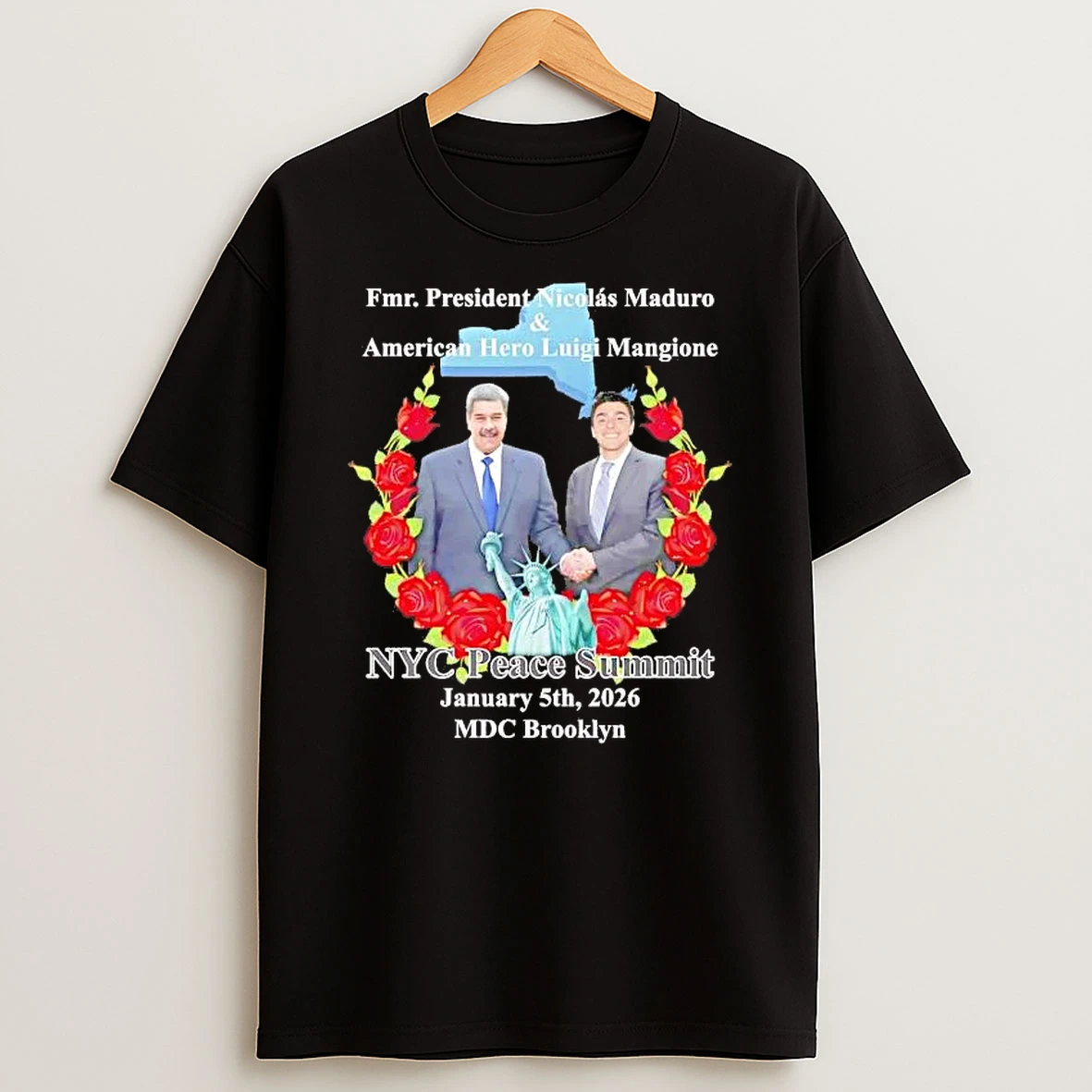 Fmr President Nicolas Maduro And American Hero Luigi Mangione Nyc Peace Summit Shirts