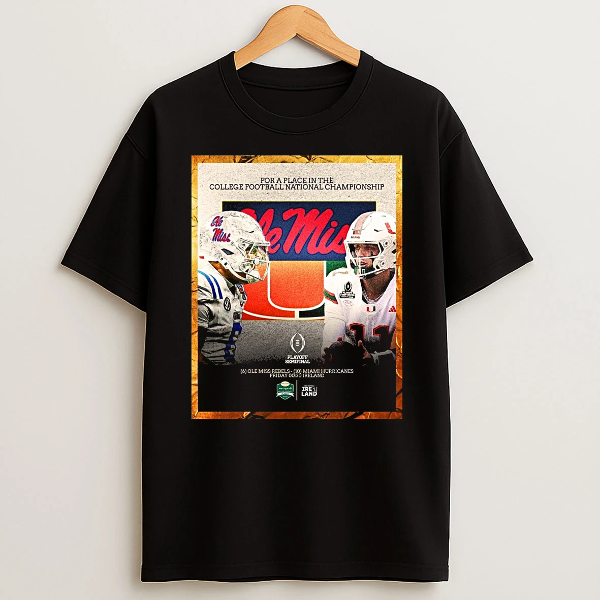 For A Place In The Cf National Championship Ole Miss Rebels Vs Miami Hurricanes Fiesta Bowl Shirts
