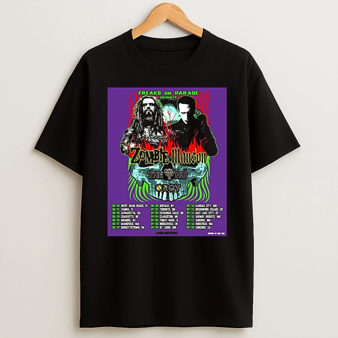 Freaks On Parade Presents Zombie Manson The Hu Orgy 2026 August 20 September 20 Shirts