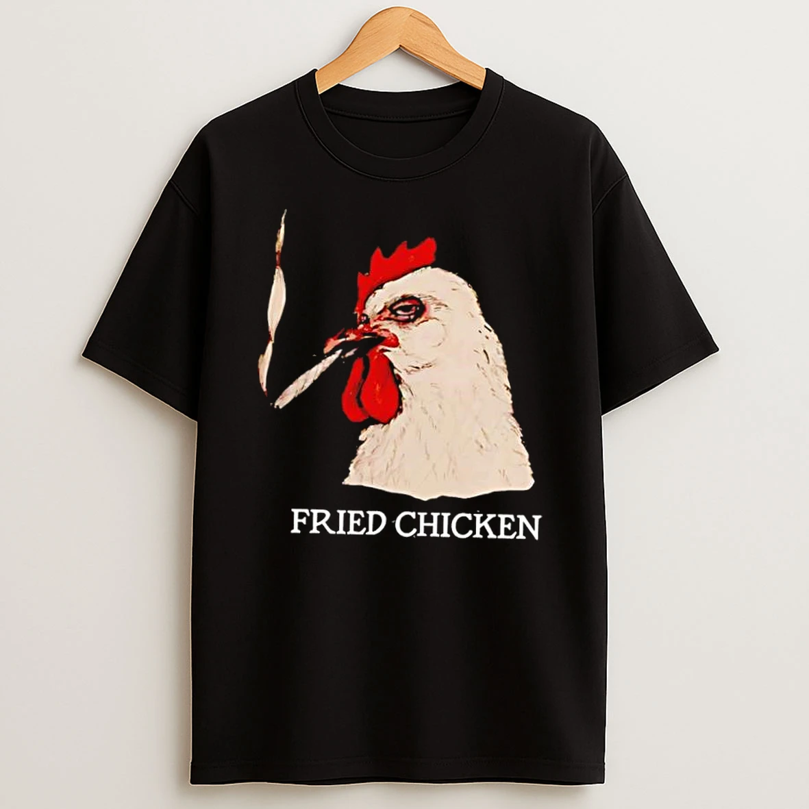 Fried Chicken Smoking Rooster Head Hand Drawn Sketch Graphic Shirts