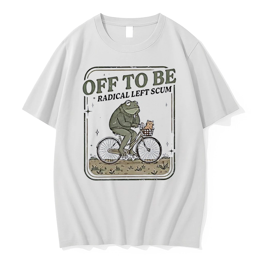 Frog And Cat Driving Bicycle Off To Be Radical Left Scum Shirts