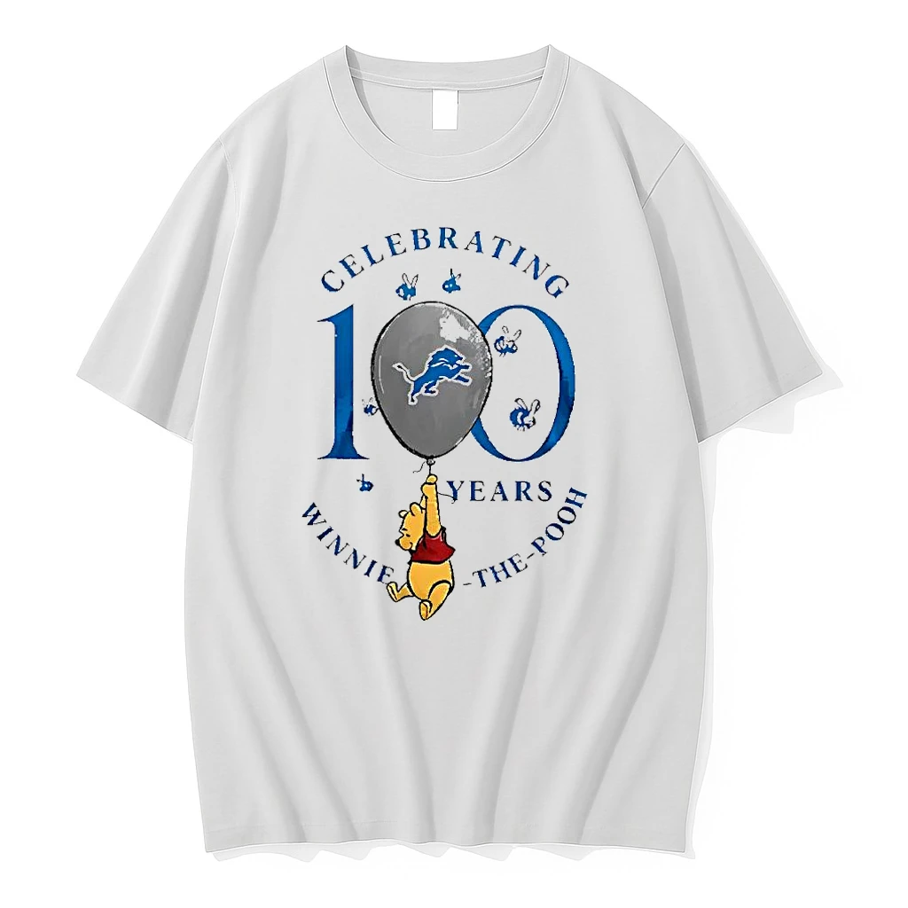 Funny Detroit Lions X Winnie The Pooh 100th Anniversary Shirts