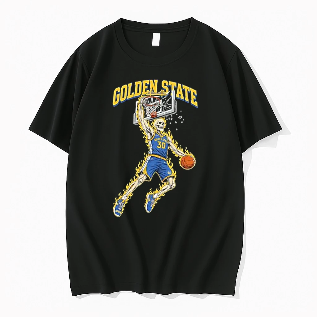 Funny Golden State Warriors Mens Basketball Skeleton Player Fire Shirts