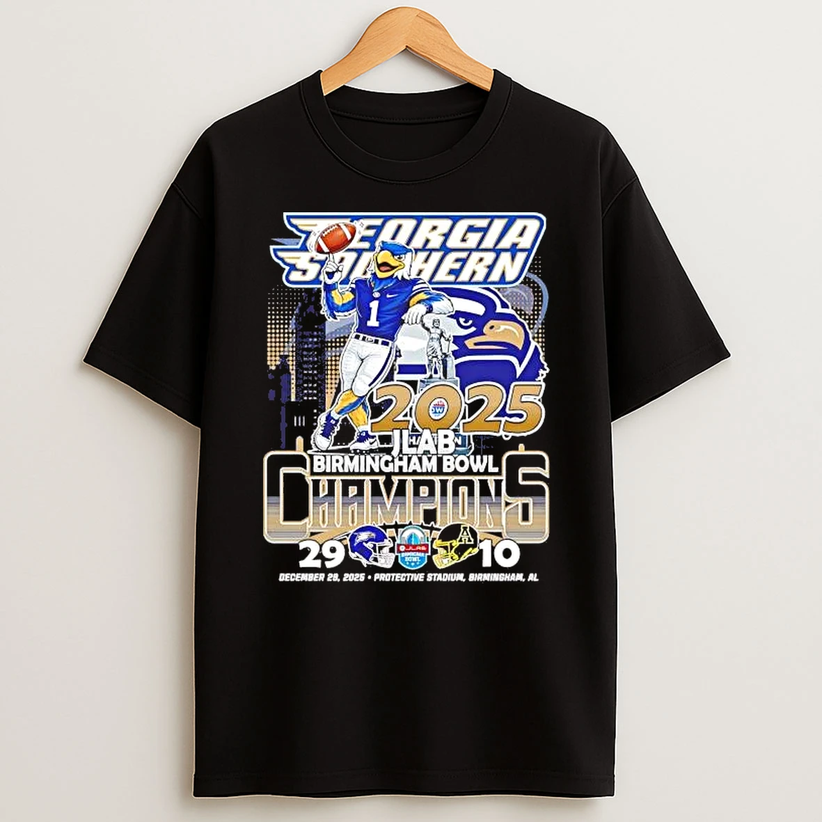 Georgia Southern Eagles 2025 Birmingham Bowl Champions Mascot Score Shirts