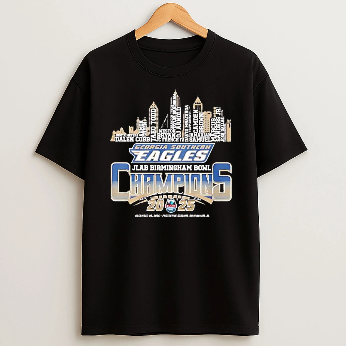 Georgia Southern Eagles 2025 Birmingham Bowl Champions Players Names Shirts