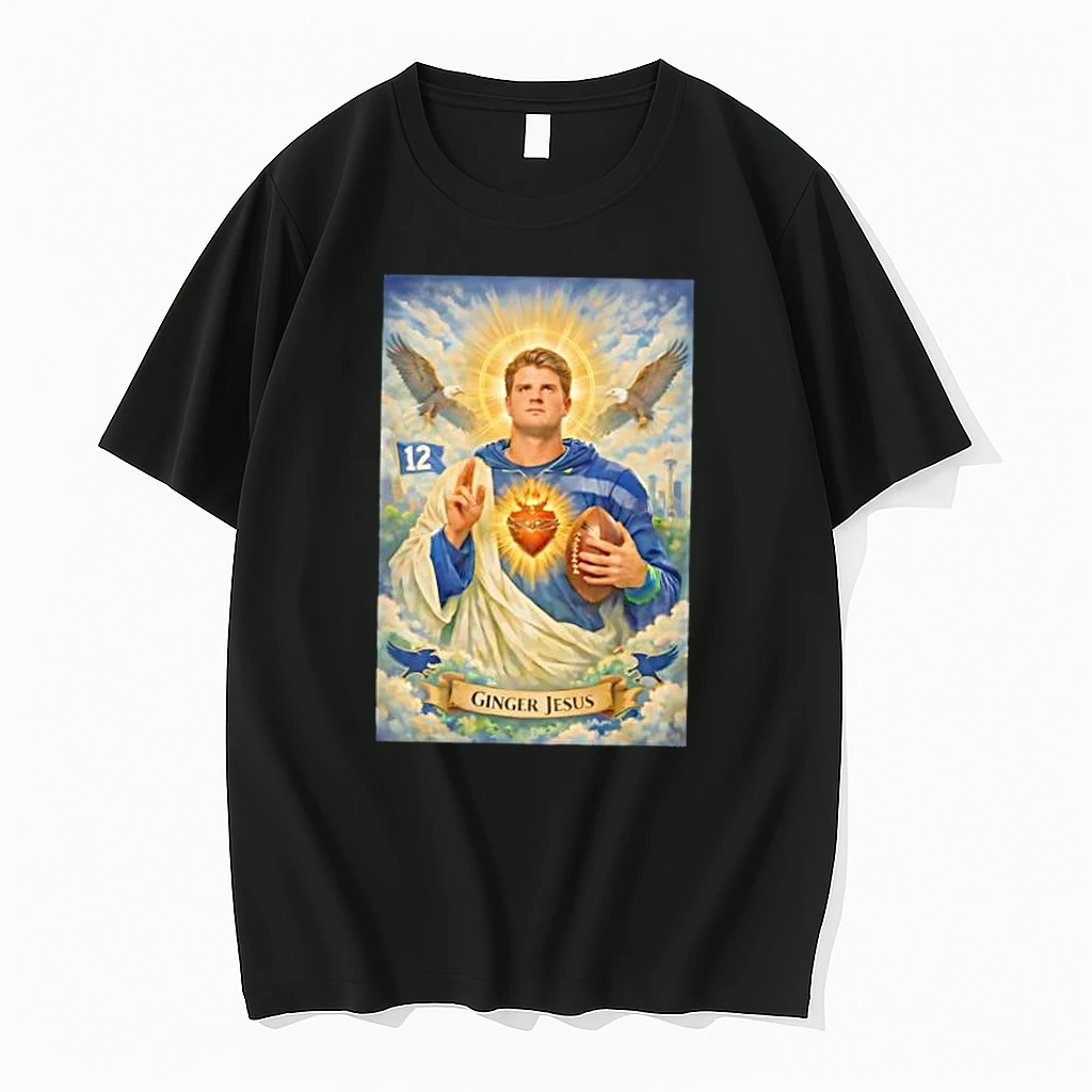 Ginger Jesus Number 12 Football Player Religious Sacred Heart Shirts